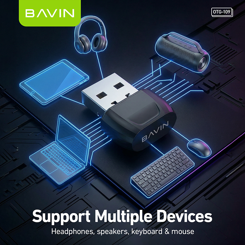 BAVIN O109 Mini USB Bluetooth Dongle Adapter for Wireless Speaker/Mouse/Keyboard/Headphones