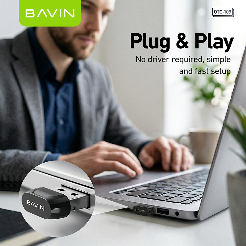 BAVIN O109 Mini USB Bluetooth Dongle Adapter for Wireless Speaker/Mouse/Keyboard/Headphones