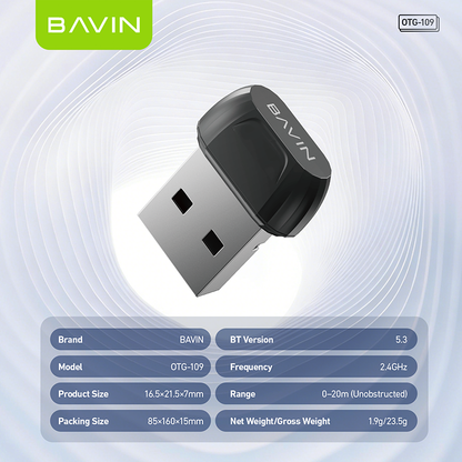 BAVIN O109 Mini USB Bluetooth Dongle Adapter for Wireless Speaker/Mouse/Keyboard/Headphones