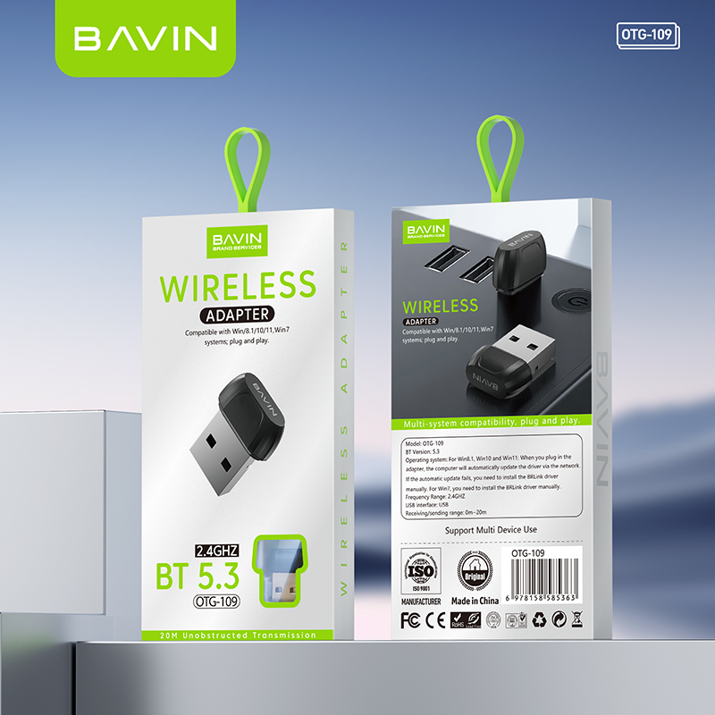 BAVIN O109 Mini USB Bluetooth Dongle Adapter for Wireless Speaker/Mouse/Keyboard/Headphones