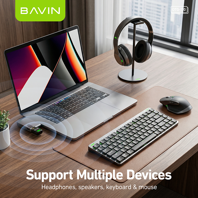 BAVIN O110 Bluetooth 6.0 OTG Adapter Receiver & Transmitter for Headphone/Speaker/Keyboard/Mouse