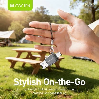 BAVIN O90 Portable USB-A & Type-C TF / SD Card Reader OTG Adapter | 480Mbps High-Speed for Phones