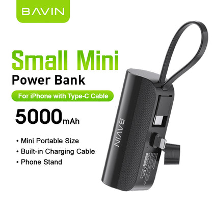 BAVIN Y-PC012 / Y-PC013 5000mAh Fast Charging Power Bank w/ Built-In USB/Type-C Cable