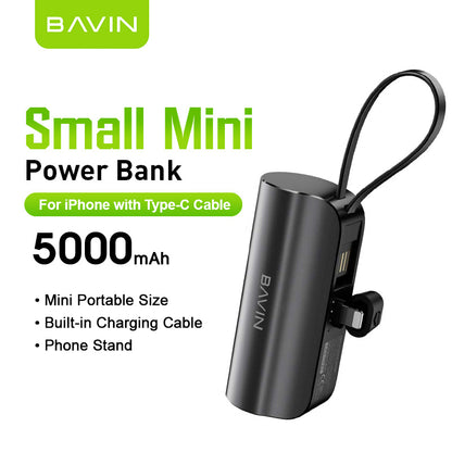 BAVIN Y-PC012 / Y-PC013 5000mAh Fast Charging Power Bank w/ Built-In USB/Type-C Cable