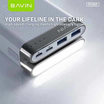 BAVIN PC089 30000mAh Large Capacity Powerbank w/ Flashlight / Micro & Type-C Input / 2x USB Output