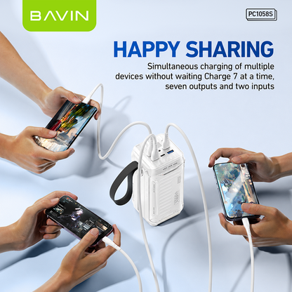 BAVIN PC1058 50000mAh Powerbank 22.5W Fast Charging USB Port and 20W Input/Output w/ Built-in Cable
