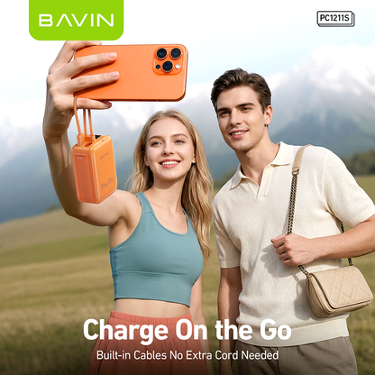 BAVIN PC1211S Portable 10000mAh 35W Fast Charging Powerbank Built-in Type-C & iPhone Cable｜LED Display