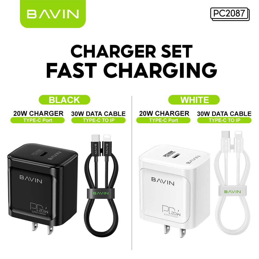 BAVIN C-PC2088 Universal 20W Fast Charging Adaptor Support PD + QC 3.0 Widely Compatibility for Android & iPh Devices