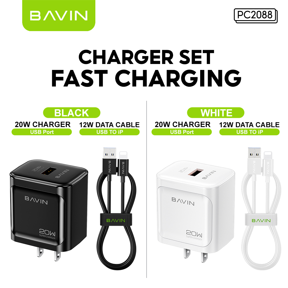 BAVIN C-PC2088 Universal 20W Fast Charging Adaptor Support PD + QC 3.0 Widely Compatibility for Android & iPh Devices