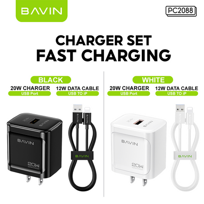 BAVIN C-PC2088 Universal 20W Fast Charging Adaptor Support PD + QC 3.0 Widely Compatibility for Android & iPh Devices