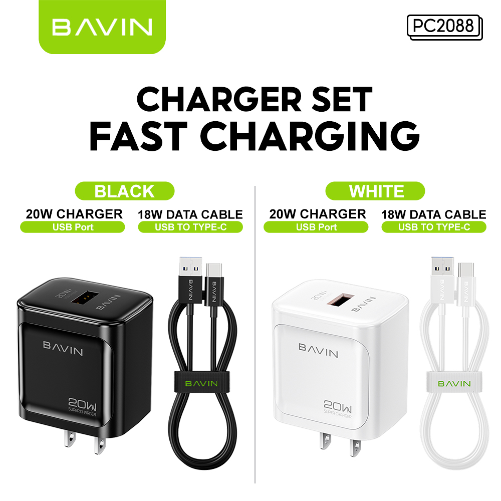 BAVIN C-PC2088 Universal 20W Fast Charging Adaptor Support PD + QC 3.0 Widely Compatibility for Android & iPh Devices