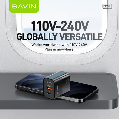 BAVIN C-PC963-PD Fast Charger w/ Dual Type-C & USB QC3.0