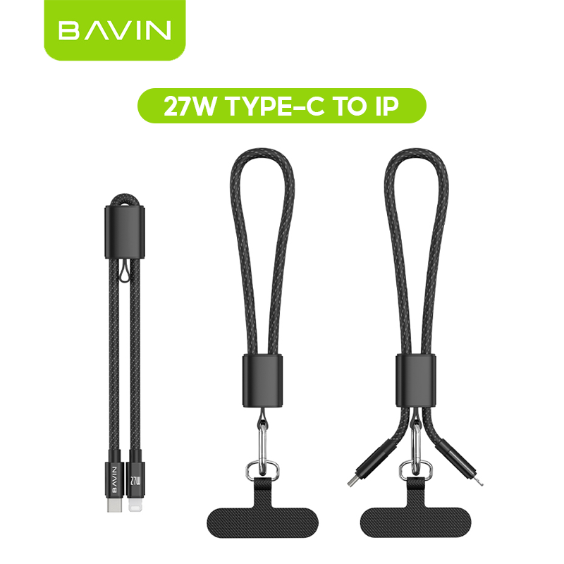 BAVIN CB429 2in1 Portable Fast Charging 60W PD Type-C Data Cable w/ Phone Lanyard for iPhone 17, Android