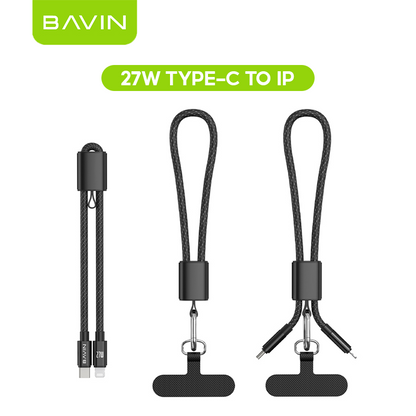 BAVIN CB429 2in1 Portable Fast Charging 60W PD Type-C Data Cable w/ Phone Lanyard for iPhone 17, Android