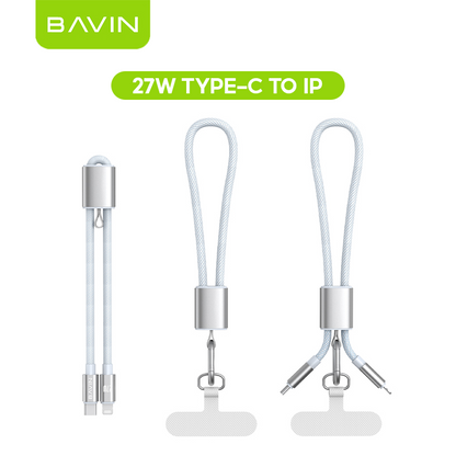BAVIN CB429 2in1 Portable Fast Charging 60W PD Type-C Data Cable w/ Phone Lanyard for iPhone 17, Android