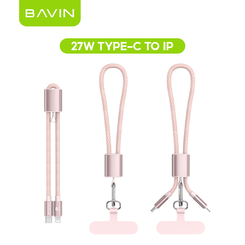 BAVIN CB429 2in1 Portable Fast Charging 60W PD Type-C Data Cable w/ Phone Lanyard for iPhone 17, Android