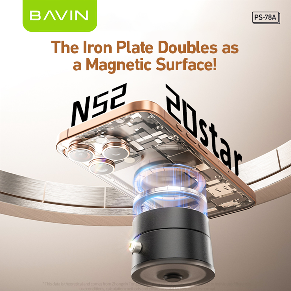 BAVIN D-S-PS78 Portable Magnetic Phone Holder w/ Vacuum Grip & Multi-Angle Adjustment