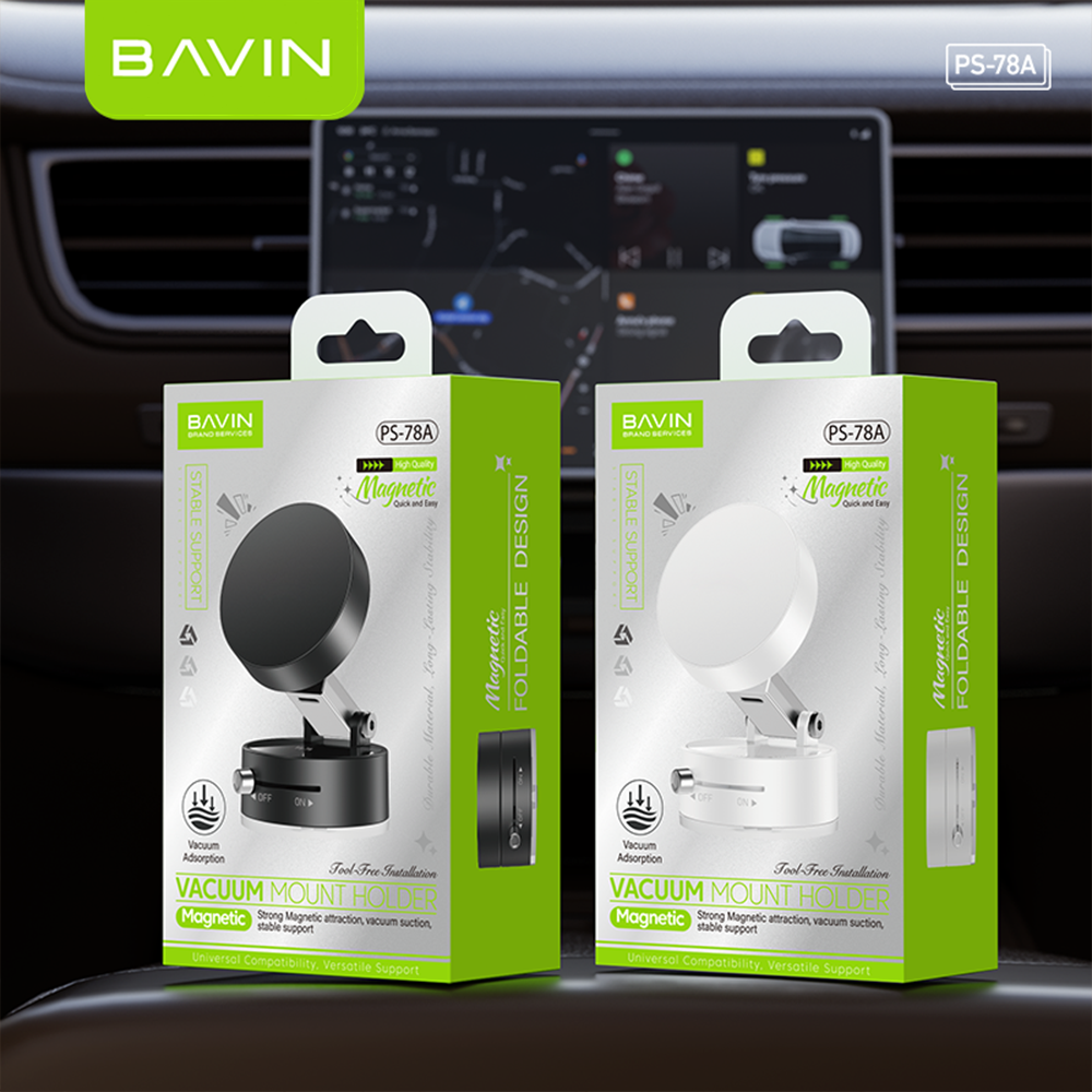 BAVIN D-S-PS78 Portable Magnetic Phone Holder w/ Vacuum Grip & Multi-Angle Adjustment