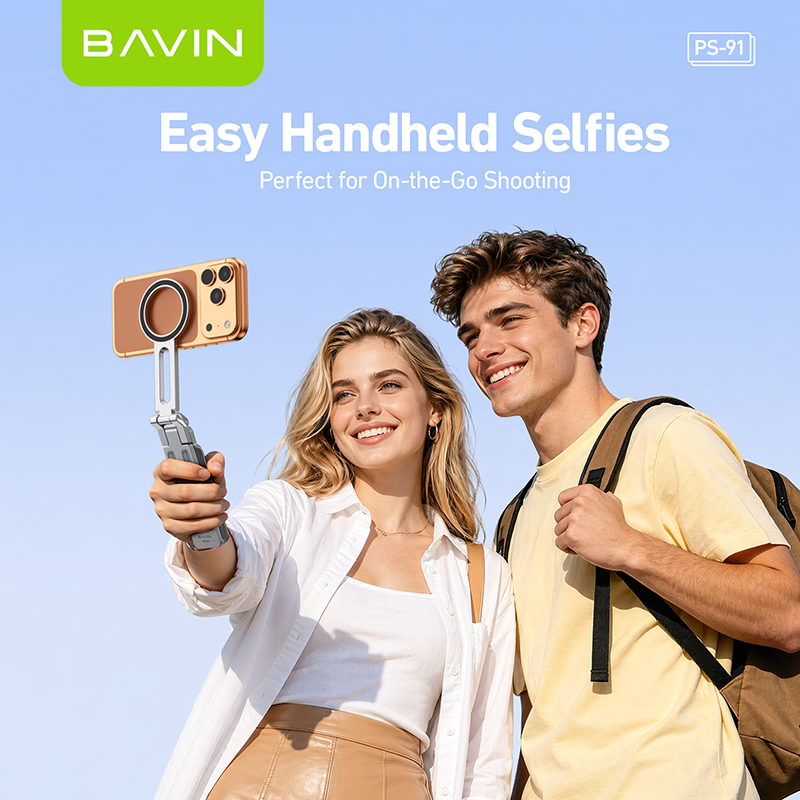 BAVIN PS91 3in1 Magnetic Phone Holder Tripod Mount Portable Foldable Handheld Stand for iPhone 17, Android