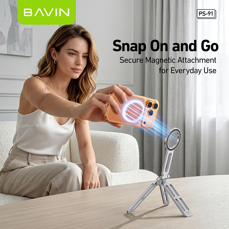 BAVIN PS91 3in1 Magnetic Phone Holder Tripod Mount Portable Foldable Handheld Stand for iPhone 17, Android