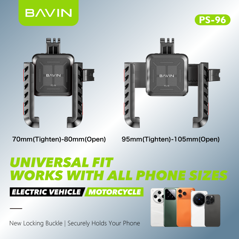 BAVIN PS96 Universal Shockproof Motorcycle Phone Holder Secure Lock & 360° Rotatable Navigation Mount