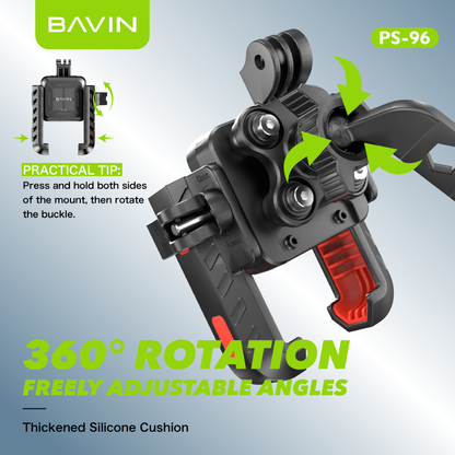 BAVIN PS96 Universal Shockproof Motorcycle Phone Holder Secure Lock & 360° Rotatable Navigation Mount