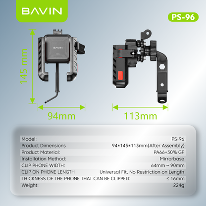 BAVIN PS96 Universal Shockproof Motorcycle Phone Holder Secure Lock & 360° Rotatable Navigation Mount
