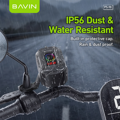 BAVIN PS98 30W Fast Charger for Motorcycles w/ Built-In Retractable Type-C Cable & USB + Type-C Port