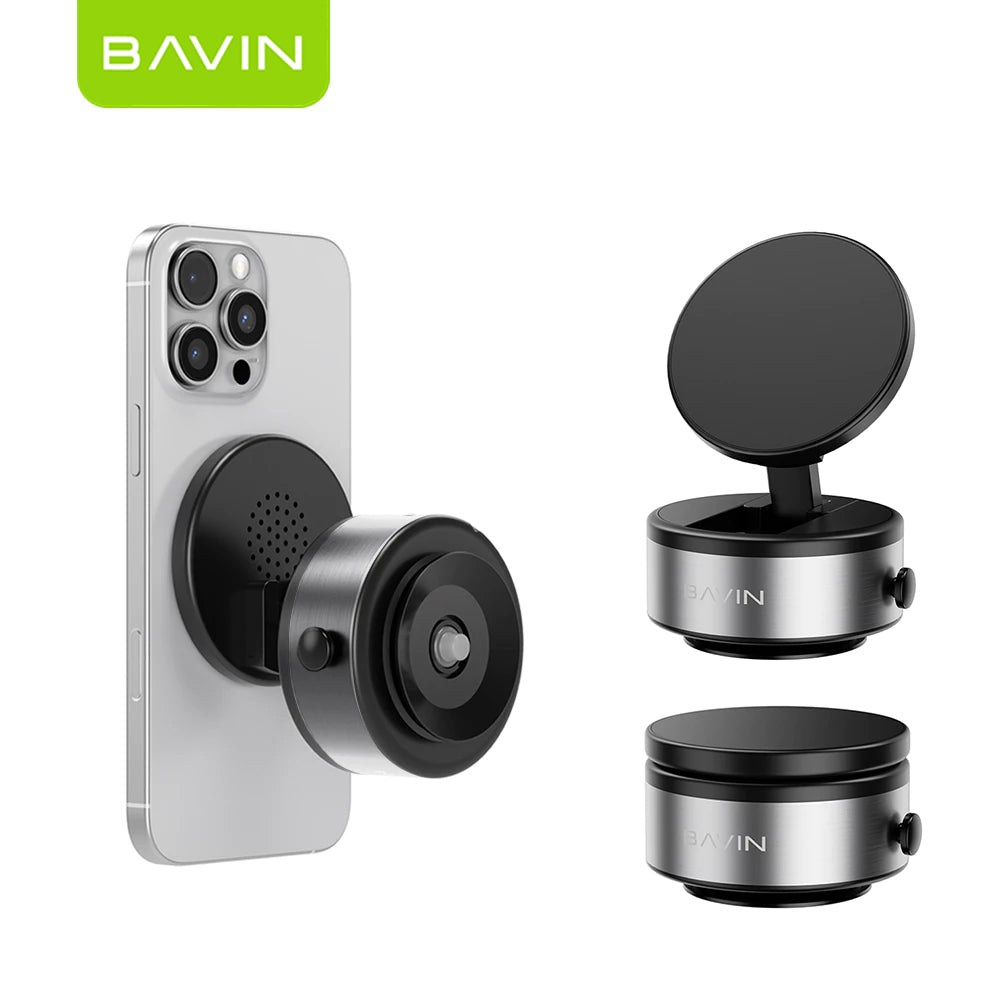 BAVIN D-S-PS75 / D-S-PS88 Magnetic Vacuum Phone Holder Stand w/ 360° Rotation & Motorized Suction Type-C Rechargeable