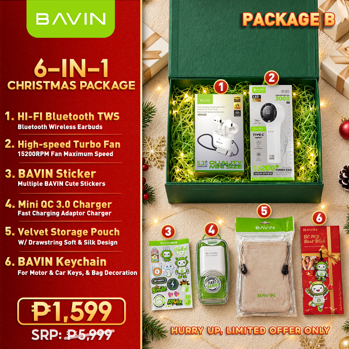 BAVIN Christmas Gift Set Ready-to-Gift | Gift Box,Bag & Card Included for Family, Friends,Colleagues