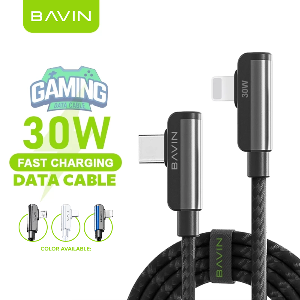 BAVIN CB211 60W PD Fast Charging Data Cable w/ 90 Degree Elbow Gaming Charging Cable for iPhone 17