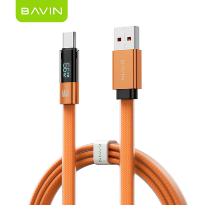 BAVIN CB431 66W PD Fast Charging 1M Braided Data Cable USB to Type-C & Type-C to Type-C w/ LED Display