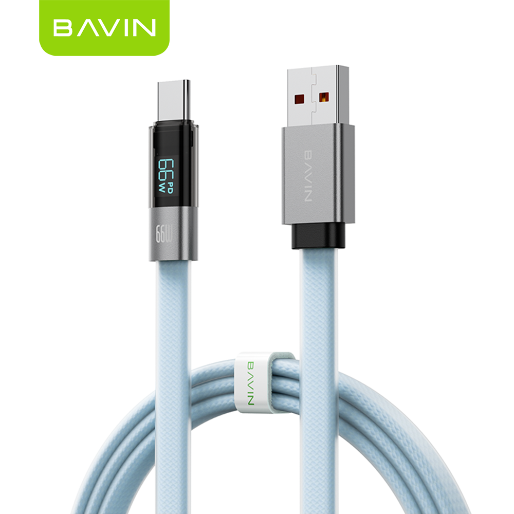 BAVIN CB431 66W PD Fast Charging 1M Braided Data Cable USB to Type-C & Type-C to Type-C w/ LED Display