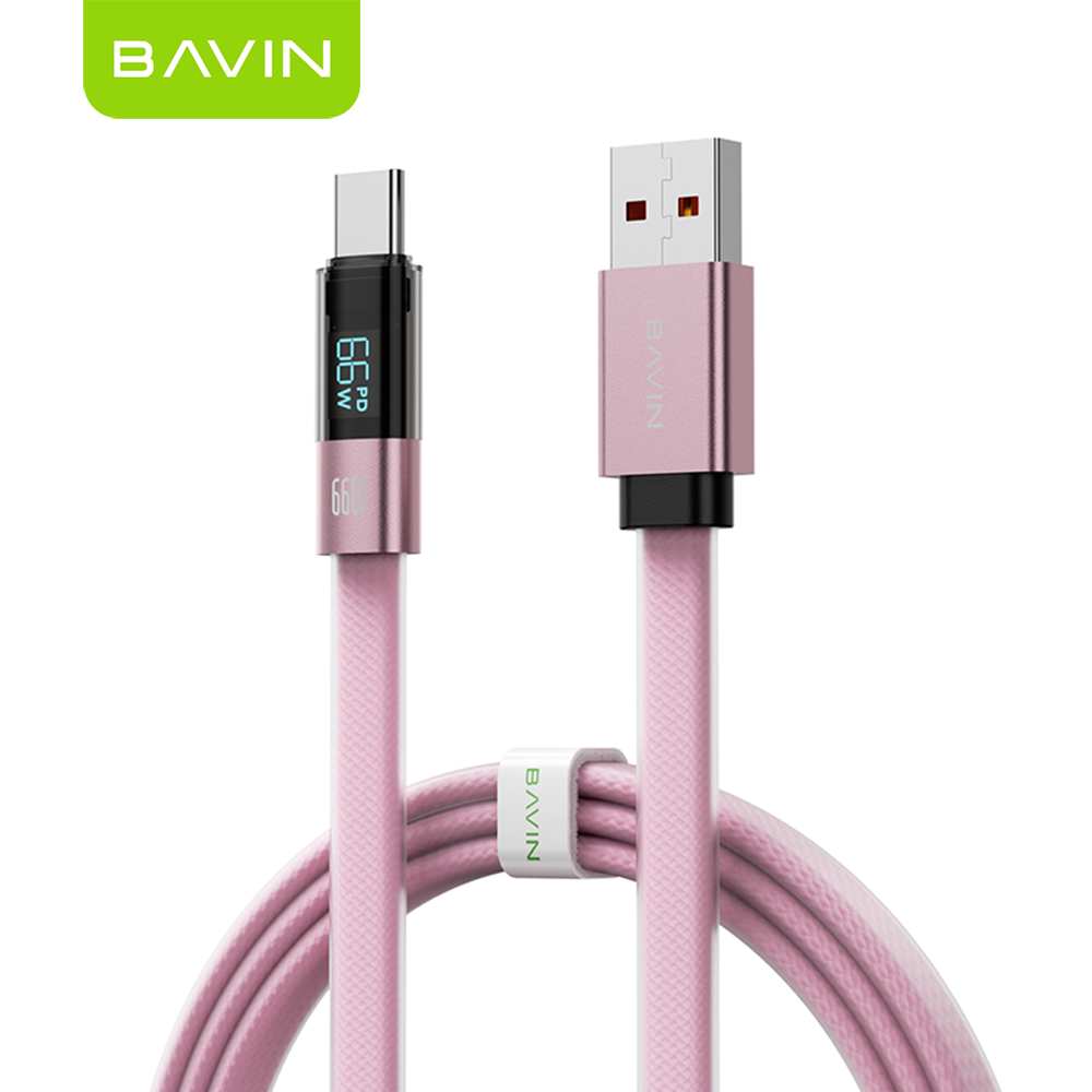 BAVIN CB431 66W PD Fast Charging 1M Braided Data Cable USB to Type-C & Type-C to Type-C w/ LED Display