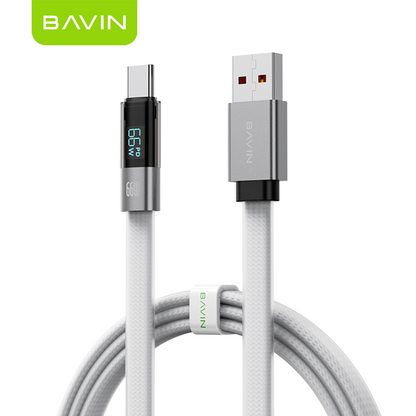 BAVIN CB431 66W PD Fast Charging 1M Braided Data Cable USB to Type-C & Type-C to Type-C w/ LED Display