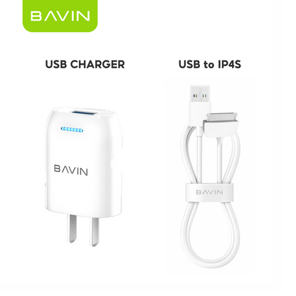 BAVIN PC752 Mini Wall Charger Overcharging Protection Quick Charge w/ USB Cable for Micro/iPhone/Type-C