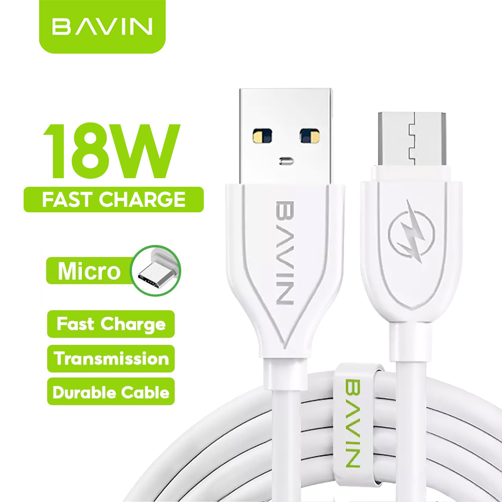 BAVIN U-CB071 Fast Charging Cable 18W/30W/60W Micro iPhone Type-C/V3 Mini USB iPhone 4S P1000 Data Transfer Micro White