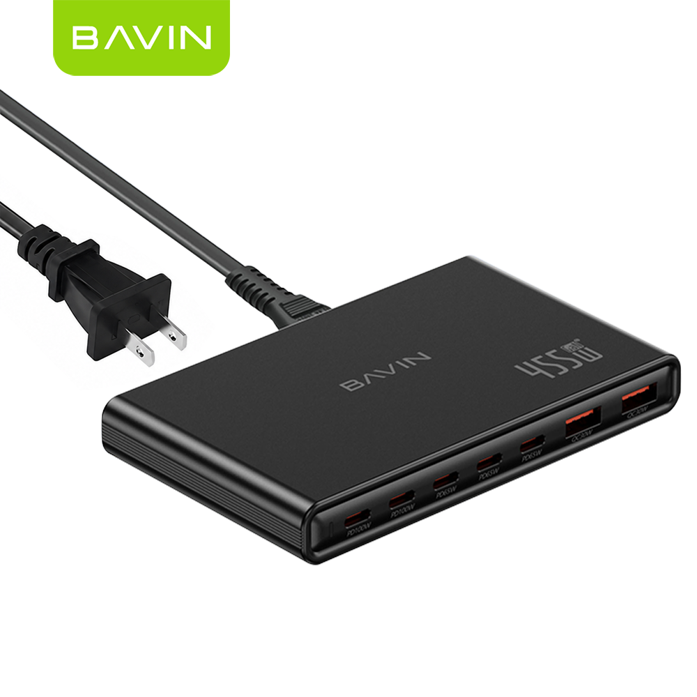 BAVIN PC2200 455W USB C Charger GaN 7 Ports Desktop Fast Charging Station w/ 100W Max PD Dual Ports