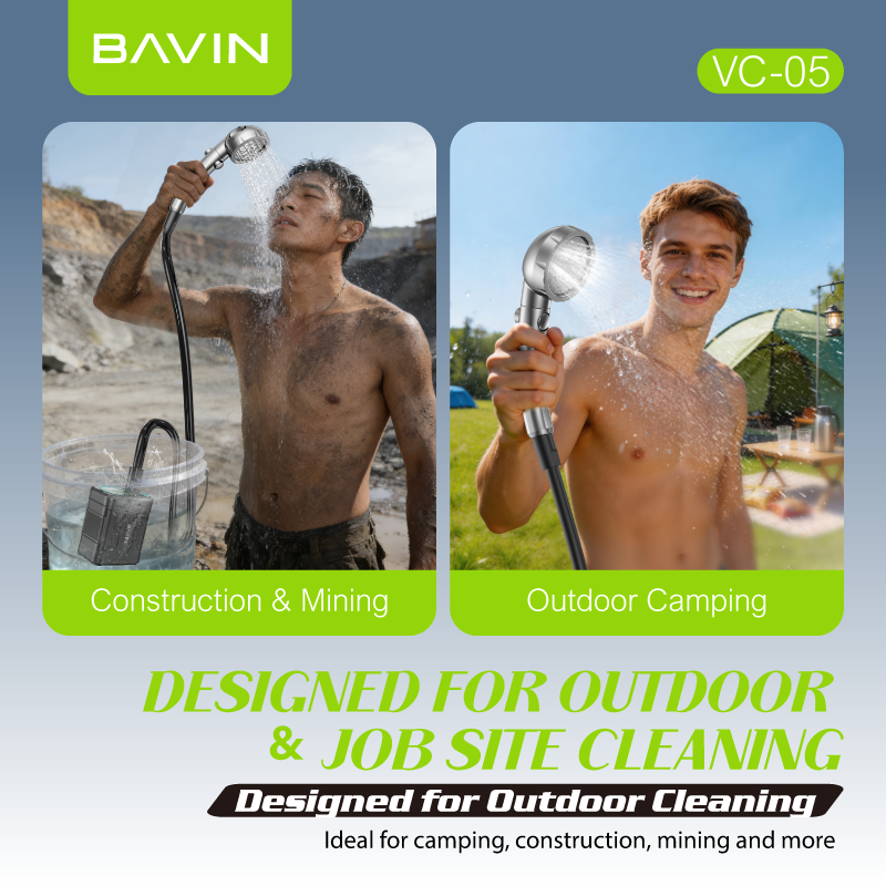 BAVIN VC05 Portable 10000mAh Camping Electric Outdoor Shower –Multi-Purpose for Camping & Hiking