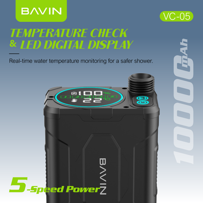 BAVIN VC05 Portable 10000mAh Camping Electric Outdoor Shower –Multi-Purpose for Camping & Hiking