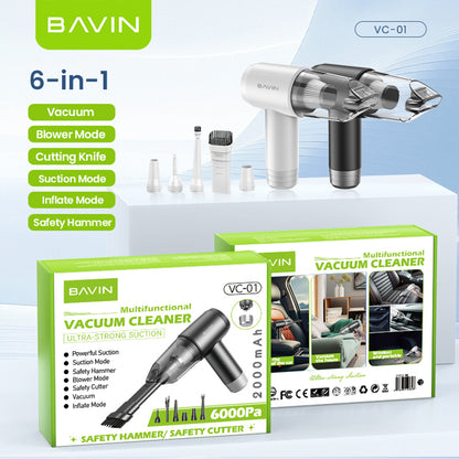 BAVIN Z-VC01 Handheld 6 in 1 Wireless Portable Wet & Dry Vacuum Cleaner 6000Pa Suction Rechargeable