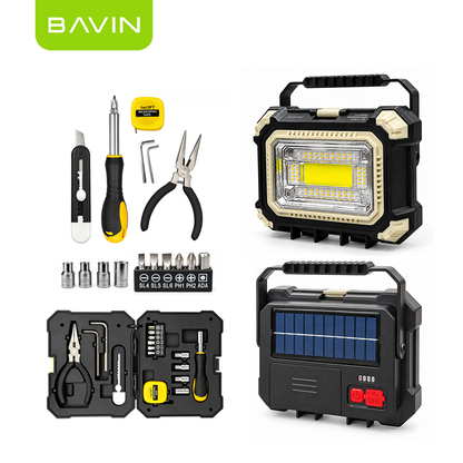 BAVIN PC1260 Solar Mini Portable Emergency Tool box w/4000mAh Powerbank+Work Light for Home, Camping
