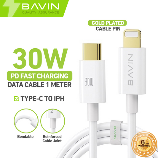 BAVIN U-CB282 30W PD Fast Charging & Data Transmission Cable 1.2m, Strong & Secure Quality Wire PD Type-C to iPh