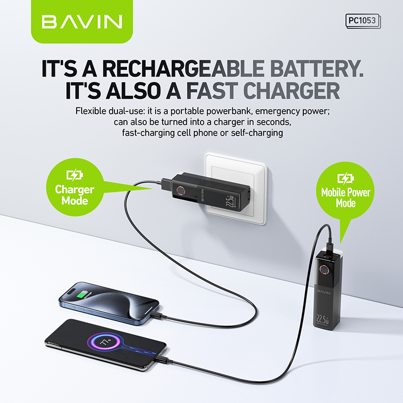 BAVIN Y-PC1053 5000mAh 3 IN 1 Portable Fast Charging Powerbank