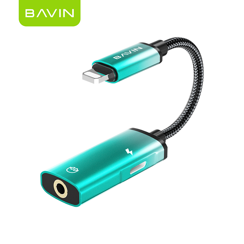 BAVIN AUX37 2-in-1 AUX Earphone Adapter iPhone to 3.5mm w/ Charging Port, Aluminum Alloy, Plug & Play