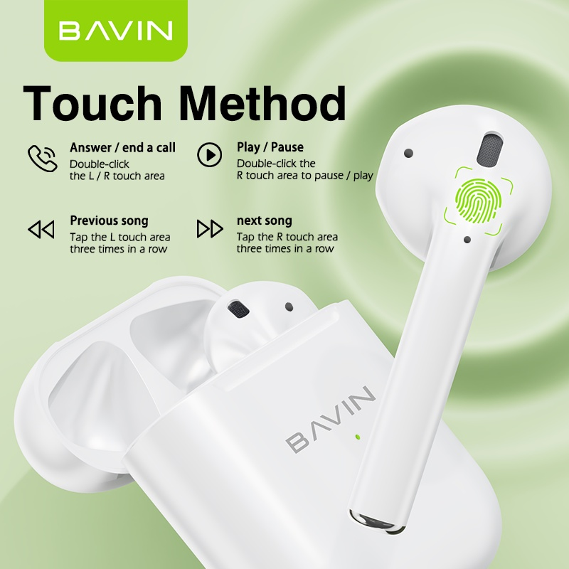 BAVIN BA32 Bluetooth Wireless Earbuds High Stereo Sound & Touch Control | TWS AI Smart QR Code