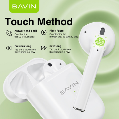 BAVIN BA32 Bluetooth Wireless Earbuds High Stereo Sound & Touch Control | TWS AI Smart QR Code