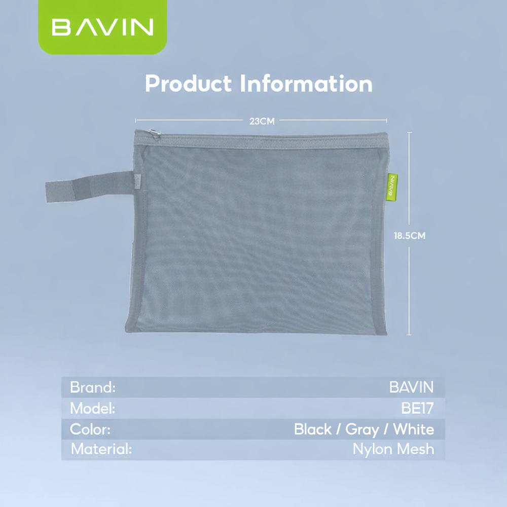 BAVIN BE17 Multi-functional Nylon Mesh Pouch Organizer Transparent Bag w/ Zipper