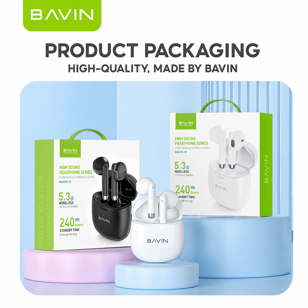 BAVIN BA19 TWS Bluetooth Earphone High Stereo Sound Wireless Earphones Touch Control Earbuds