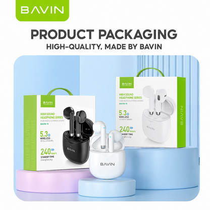 BAVIN BA19 TWS Bluetooth Earphone High Stereo Sound Wireless Earphones Touch Control Earbuds